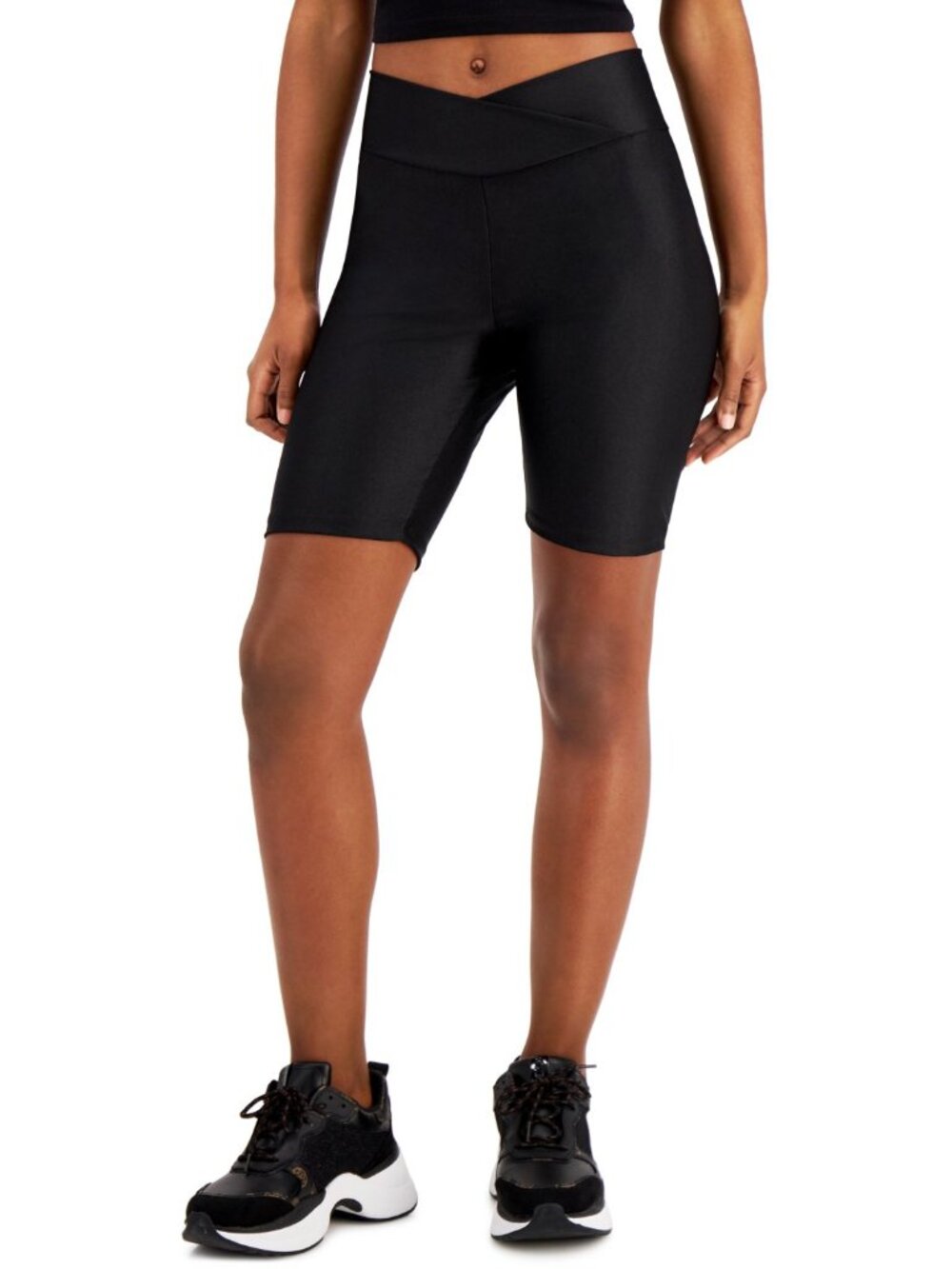 Jenni by Jennifer Moore Womens On Repeat Crossover Waist Bike Shorts